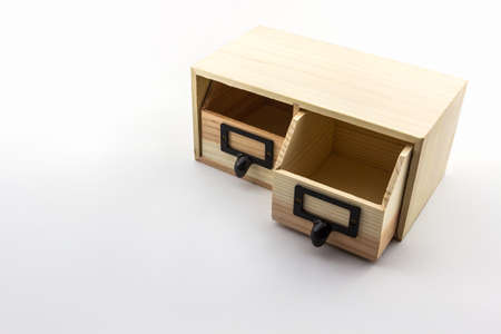 Empty wooden crate on white background. の写真素材