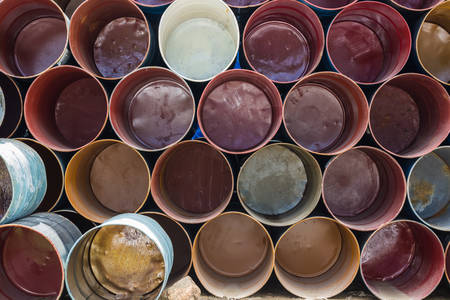 Close up Front view of colorful oil tank background. の写真素材