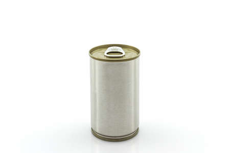 Closeup aluminum tin can on white background. 