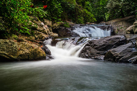 Waterfall in the forest of Thailand,nature background.  