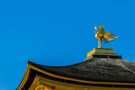 Close up Bird sculpture on the top of the roof of Ginkaku-ji Temple in Kyoto.のeditorial素材