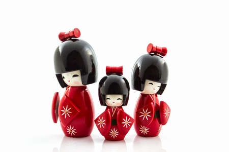 Japanese kokeshi dolls, made of wood and is one of the most famous Japanese dolls and toys.の写真素材
