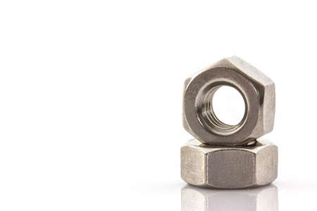 Close up Metal nuts on white background.の写真素材
