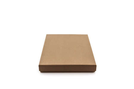 Brown paper box on white background with clipping path.の写真素材