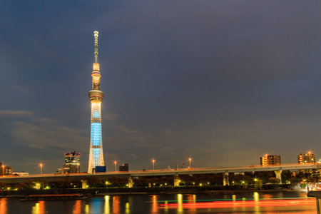 Tokyo,Japan - October 26,2014 : View of Tokyo Sky Tree (634m) at night, the highest free-standing...