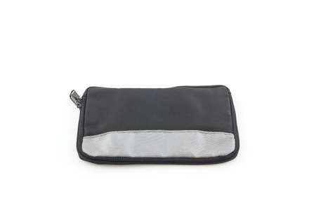 Black bag on white background, accessory.