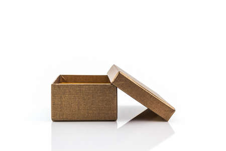 Brown paper box on white background の写真素材