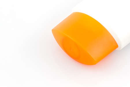 Plastic bottle for beauty product on white background.