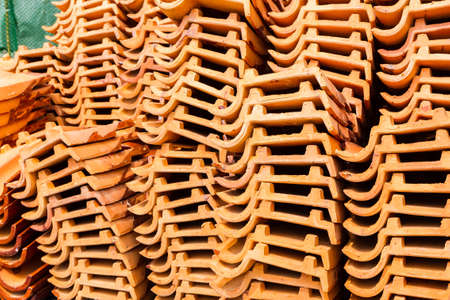 Stack of tile roofs of the temple. In Thailand.の写真素材