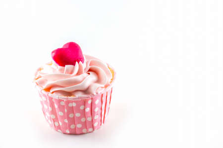 Colorful of sweet cup cake on white backgroud.の写真素材