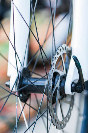 Close up part of Mountain Bike brake disc.