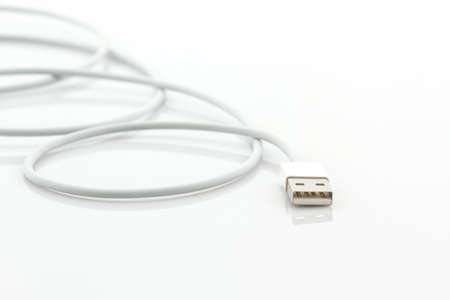 USB cable for smartphone on white background.