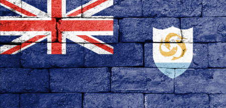 Flag of Anguilla painted over on old brick wall.の写真素材