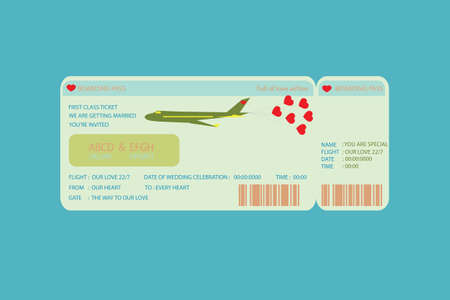Boarding Pass Ticket , concept wedding Invitation Templateのイラスト素材