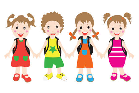 Group of children students.flat design, Vector cartoon illustration.のイラスト素材