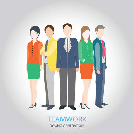 HR teamwork workforce team time and staff , young generation ,management concept, vector illustration.のイラスト素材