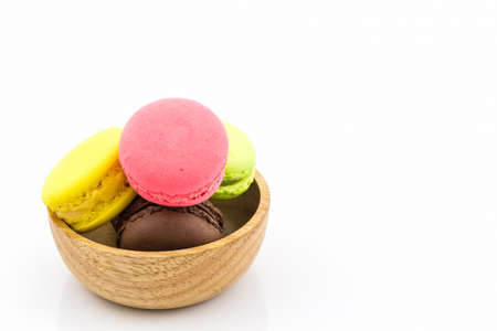 Sweet and colourful french macaron or macaron on white background, Dessert.の写真素材