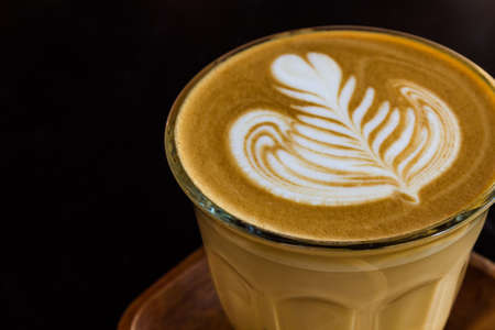 Close up cup of cappuccino or latte coffee.の写真素材