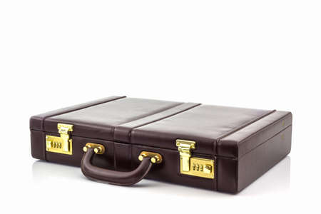 Business leather briefcase on white background.の写真素材