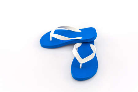 Colorful of Sandals shoes, Blue flip flops on white background.の写真素材