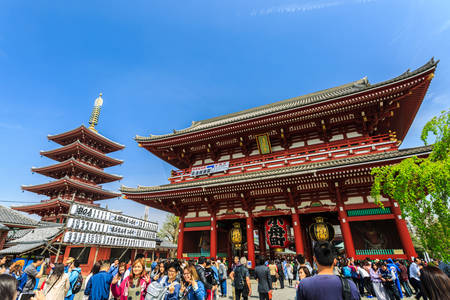 Tokyo, Japan - April 9, 2016: Tourist visit Sensoji, also known as Asakusa Kannon Temple is a Buddhist temple located in Asakusa. It is one of Tokyo's most colorful and popular.のeditorial素材