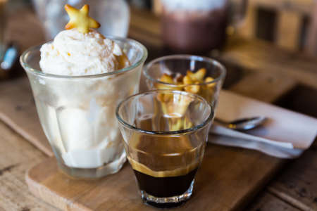 Coffee Affogato, Ice cream with Espresso coffee.の写真素材