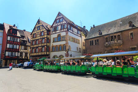 Colmar, France - May 26, 2017: Traditional old half-timbered houses in the historic city of Colmar. Alsace. France.のeditorial素材