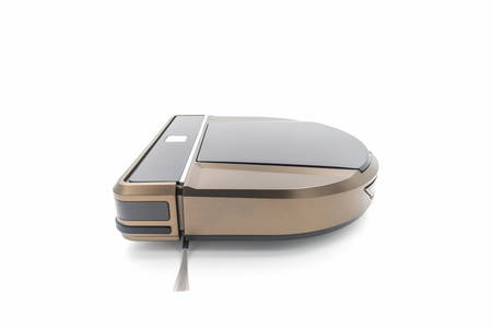 Robotic vacuum cleaner on white background.の写真素材