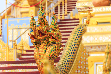 Bangkok, Thailand - November 12, 2017 :Guardian statues at the royal crematorium of His Majesty late King Bhumibol Adulyadej built for the royal funeral at Sanam Luang.のeditorial素材