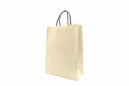Blank paper shopping bag on white background.の写真素材