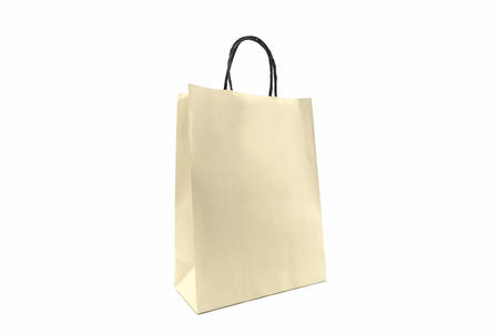 Blank paper shopping bag on white background.の写真素材