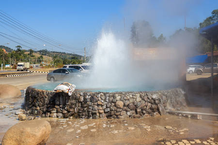Mae Khachan Hot Spring at Mae Chedi, Chiang Rai, Thailand.の写真素材