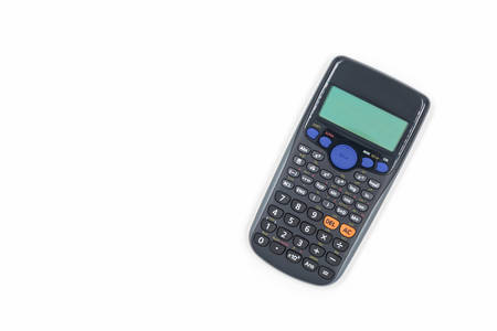 Scientific calculator on the white background.の写真素材