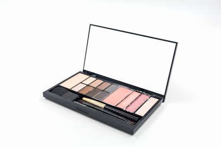 Decorative Cosmetic set eyeshadow on white background.の写真素材