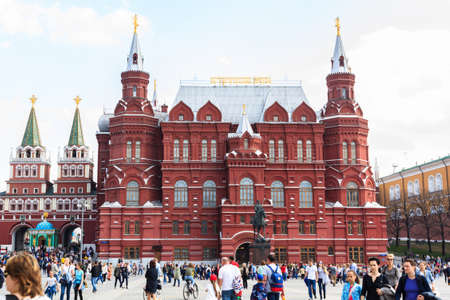 Moscow, Russian - April 30, 2018: Tourists visit of the State Historical Museum on Red Square in Moscow. Russian.のeditorial素材