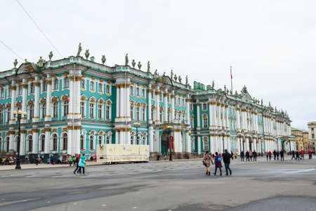 Saint Petersburg, Russia - May 5, 2018: Tourists visit Saint Winter Palace, Hermitage museum in Saint Petersburg, Russia.のeditorial素材