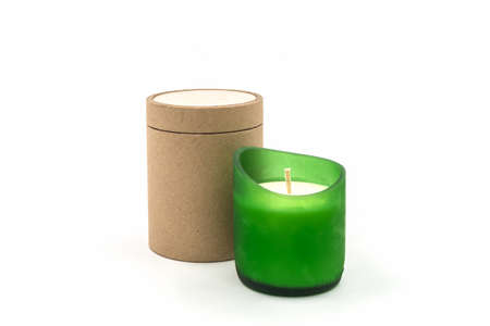 Beautiful candle for spa on white background.の写真素材