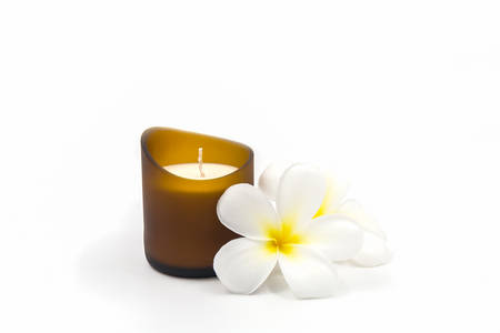 Beautiful candle for spa on white background.の写真素材