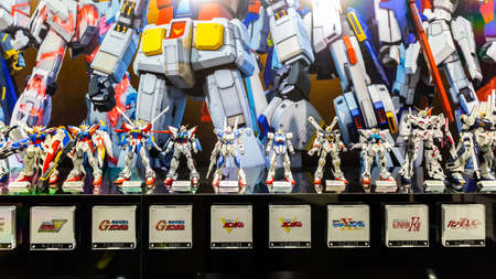 Tokyo, Japan - October 18, 2018: The display of plastic model Mobile Suit Gundam in Gundam shopping center calledのeditorial素材