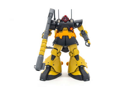 Bangkok, Thailand - May 24, 2019: Gundam scale plastic models on white background.のeditorial素材