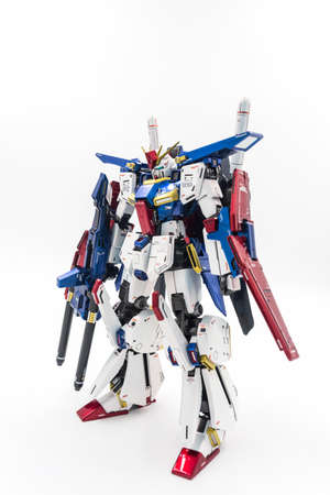 Bangkok, Thailand - December 1, 2017: Gundam scale plastic models on white background.のeditorial素材