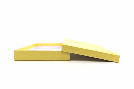Golden square box on the white background.の写真素材