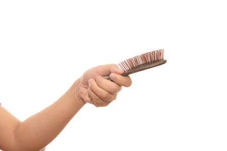 Asian girl worried about hair loss,Hair lossの写真素材