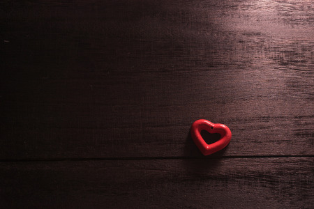selective focus Valentines Day background with hearts. on wood table still lifeの写真素材