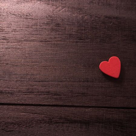 selective focus Valentines Day background with hearts. on wood table still lifeの写真素材