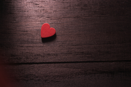 selective focus Valentines Day background with hearts. on wood table still lifeの写真素材