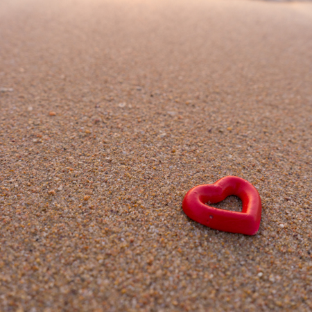hearts on the summer beach soft focusの写真素材