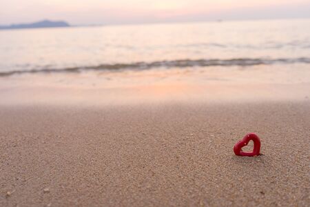 hearts on the summer beach soft focusの写真素材