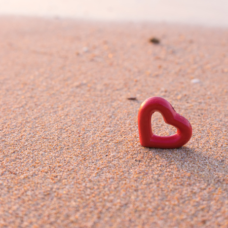 hearts on the summer beach soft focusの写真素材