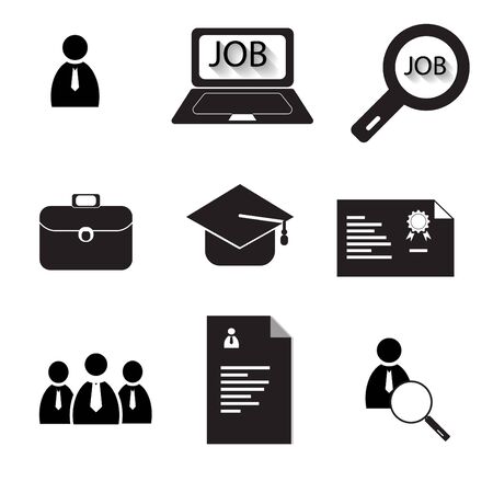 icons set job search Vector black colorのイラスト素材